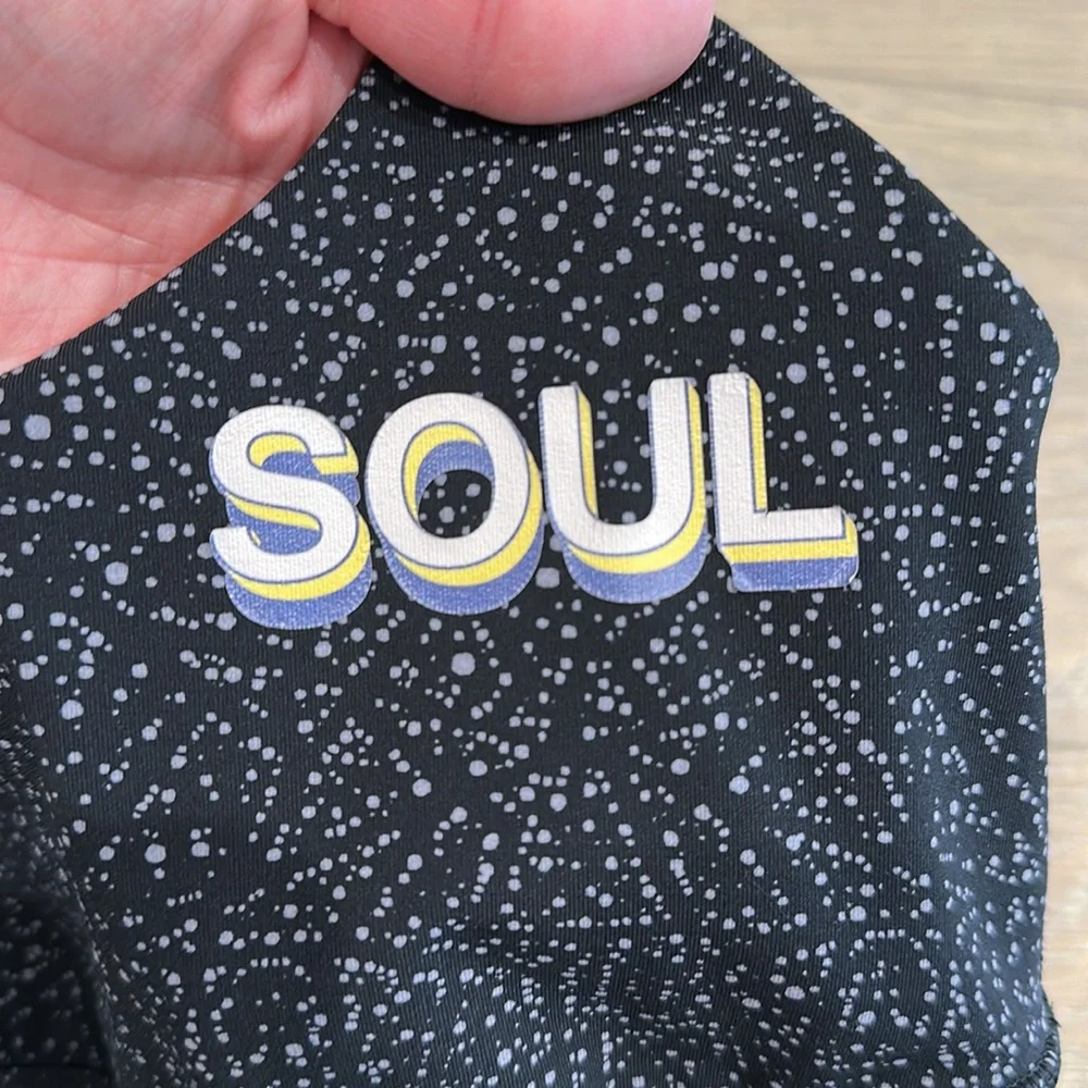 SOULCYCLE X LULULEMON Black Speckle Longline Energy‎ Bra Active Workout Top Sz 6